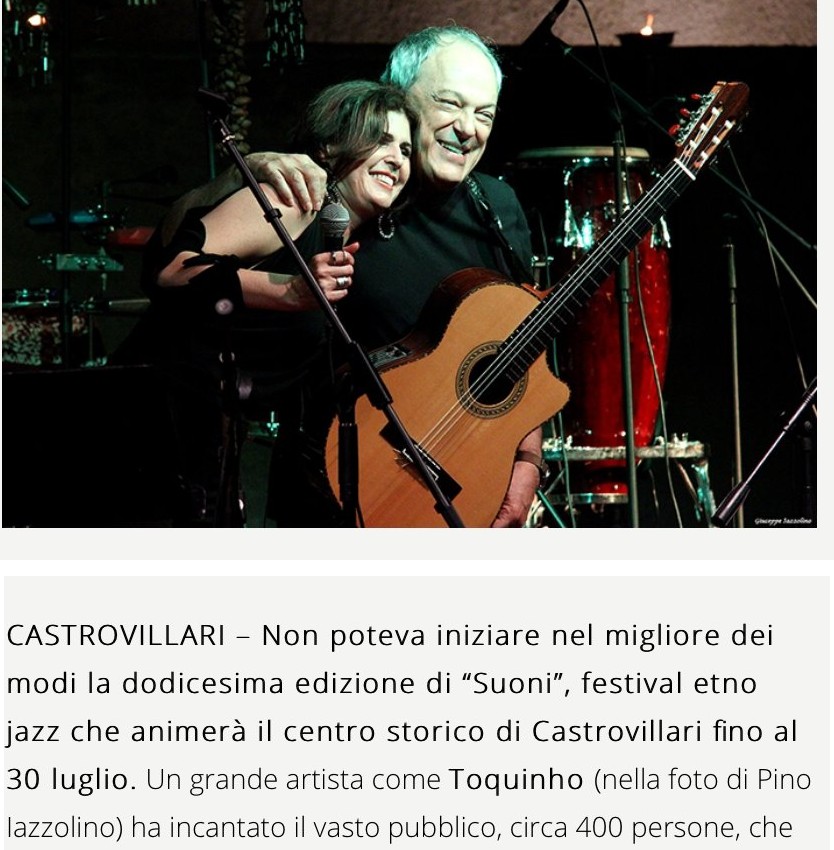 Selma Hernandes e Toquinho abbracciati sul palco — Castrovillari